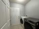 Convenient laundry room with new washer and dryer next to an exterior door at 3105 Sangria St, Kissimmee, FL 34744