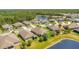 Breathtaking aerial view of a residential community with a tranquil lake, surrounded by lush landscaping and beautiful homes at 3894 Wind Dancer Cir, St Cloud, FL 34772