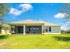 A well-maintained backyard features a covered patio, lush lawn, and serene outdoor space for relaxation and entertainment at 3894 Wind Dancer Cir, St Cloud, FL 34772