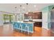Modern kitchen boasts stainless appliances, island with seating, and abundant counter space with beautiful water view at 3894 Wind Dancer Cir, St Cloud, FL 34772
