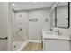 Bathroom featuring modern vanity and stand up shower with tile at 68 Water Track Loop, Ocala, FL 34472