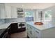 Modern kitchen featuring white cabinets, stainless steel appliances, quartz countertops and eat-in island at 905 W 11Th Ave, Mount Dora, FL 32757