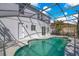 Relaxing backyard pool area enclosed with screened cage and featuring a tranquil, cool blue swimming pool at 227 Sand Ridge Drive, Davenport, FL 33896