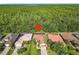 Aerial shot of backyard featuring screened-in pool, manicured lawn, and backing to green space in quiet neighborhood at 343 Scripps Ranch Rd, Poinciana, FL 34759