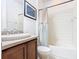 Bathroom featuring white shower curtain and a modern vanity at 343 Scripps Ranch Rd, Poinciana, FL 34759