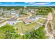 Expansive aerial view of neighborhood homes, showcasing fenced yards and nearby green spaces under a bright, partly cloudy sky at 53 Zinnia E Ln, Kissimmee, FL 34759
