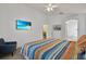 Inviting main bedroom featuring modern décor, comfortable king bed, and television for entertainment at 577 Eagle Pointe S, Kissimmee, FL 34746
