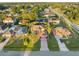 Aerial view of a neighborhood with mature trees, streets and various home styles at 638 Kangaroo Dr, Poinciana, FL 34759