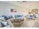 Inviting living room with a comfortable sectional sofa, stylish decor, and an open layout connecting to the dining area and kitchen at 9435 Myrtle Creek Ln # 304, Orlando, FL 32832