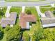 Overhead shot of a home showcasing its yard, trees, and driveway at 2430 Mill Run Blvd, Kissimmee, FL 34744