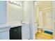 View of bathroom with a mini fridge, vanity, toilet and bath/shower with shower curtain at 2611 Gala N Rd # 101, Kissimmee, FL 34746