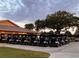 Many Golf carts lined up in a parking lot at dusk near a large tree at 2615 Autumn Green Dr, Orlando, FL 32822