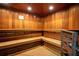 The community sauna features wood paneled walls, wood benches and is well lit at 4 Oceans West Blvd # 301B, Daytona Beach Shores, FL 32118