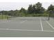Community tennis court surrounded by a black chain-link fence and a backdrop of trees at 5365 Dahlia Reserve Dr, Kissimmee, FL 34758