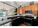 Modern kitchen featuring black granite countertops, stainless steel appliances, and wooden cabinetry at 541 Campus St, Celebration, FL 34747