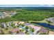 Stunning aerial view of homes, lush green space and pond in a desirable neighborhood at 567 Villa Park Rd, Kissimmee, FL 34759