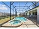 A beautiful pool and hot tub surrounded by a screened enclosure in a backyard at 1817 Caribbean View Ter, Kissimmee, FL 34747
