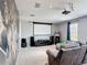 Home theater boasts a projector and screen with a comfortable lounging area at 238 Granada Ave, Davenport, FL 33837