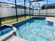 Sparkling in-ground pool and spa with screened enclosure, perfect for outdoor relaxation and entertainment at 2663 Oneida Loop, Kissimmee, FL 34747
