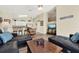 Open-concept living room featuring new floors, a ceiling fan, and plenty of seating at 550 Castlemain Cir, Davenport, FL 33897