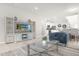 Open-concept living room with modern furnishings and a view to the kitchen at 7211 Oakmoss Loop, Davenport, FL 33837