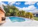 Backyard swimming pool surrounded by lush greenery and patio area, creating a private outdoor oasis at 1007 Maya Ave, Orlando, FL 32822