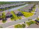 A picturesque aerial view of a residential community featuring modern homes and a scenic waterway at 1014 Umbria Dr, Kissimmee, FL 34759