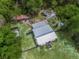 Aerial view showcasing the property's layout, including the house, pool, shed, greenhouse and expansive surroundings at 1081 Se 174Th Ter, Silver Springs, FL 34488