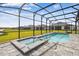 Screened-in pool and hot tub with views of the backyard and neighboring homes at 249 Bella Cortina Dr, Kissimmee, FL 34759