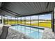 Inviting screened pool with lake views offers an ideal outdoor retreat for relaxation and enjoyment at 249 Bella Cortina Dr, Kissimmee, FL 34759