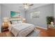 This beautiful bedroom is decorated with a beach themed art and rug at 301 Lake Ned Rd, Winter Haven, FL 33884