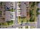 Aerial view of a home with a well-maintained yard in a residential neighborhood at 9056 Wildflower Ln, Kissimmee, FL 34747