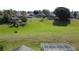 A view of the backyard with a large green space and several homes with screened in pools at 925 Montana Ave, Davenport, FL 33897