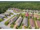 A high altitude aerial view of a residential neighborhood showcasing multiple single-Gathering homes and mature trees at 105 Palazzo Ln, Kissimmee, FL 34759
