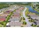 Aerial view of a suburban neighborhood featuring homes with ponds and lush landscaping at 105 Palazzo Ln, Kissimmee, FL 34759