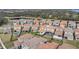 Beautiful aerial view of homes in a vibrant community near a scenic lake, many with private pools at 13282 Bromborough Dr, Orlando, FL 32832