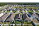 An aerial view showing the layout of the homes, landscaping, and a nearby pond at 1379 Winter Gray Cir, Deltona, FL 32738