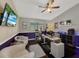 Bright office features a sit-stand desk, accent lighting, and a tv to showcase the versatility at 1849 Kings Point Blvd, Kissimmee, FL 34744