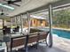 Relaxing screened outdoor patio with seating area and view of the refreshing swimming pool at 1849 Kings Point Blvd, Kissimmee, FL 34744