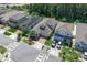 Neighborhood aerial view showcasing a row of well-maintained homes and manicured lawns at 2487 Empress Dr, Kissimmee, FL 34741