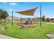 Community playground with shade covering, slides, and benches in a manicured setting at 2487 Empress Dr, Kissimmee, FL 34741