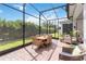 Enclosed patio area with comfortable seating, dining set, and lush landscaping, perfect for outdoor relaxation and gatherings at 2503 Yellow Brick Rd, St Cloud, FL 34772