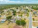 Expansive aerial view of a residential area featuring tree-lined streets and beautiful homes around a scenic lake at 3160 Santa Cruz Dr, Kissimmee, FL 34746