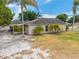 Backyard showcasing a well-maintained yard with palm trees, surrounded by a fence, offering privacy at 3160 Santa Cruz Dr, Kissimmee, FL 34746