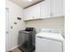 Clean laundry room featuring white cabinetry and modern appliances at 318 Highland Meadows Dr, Davenport, FL 33837