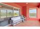 View of shaded patio with seating at 318 Highland Meadows Dr, Davenport, FL 33837