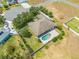 Aerial view showcasing a pool, patio, and partial view of a neighboring house at 3551 Buckingham Ct, St Cloud, FL 34772