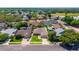 A bird's eye view of the home and neighborhood with several homes having backyard pools at 404 N Sundance Dr, Lake Mary, FL 32746