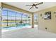 Screened lanai with pool overlooking lake at 433 Via Abruzzi St, Kissimmee, FL 34759