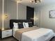 A well-decorated bedroom highlighting stylish lamps and a sleek, paneled accent wall at 4473 Kaipo Rd, Davenport, FL 33897
